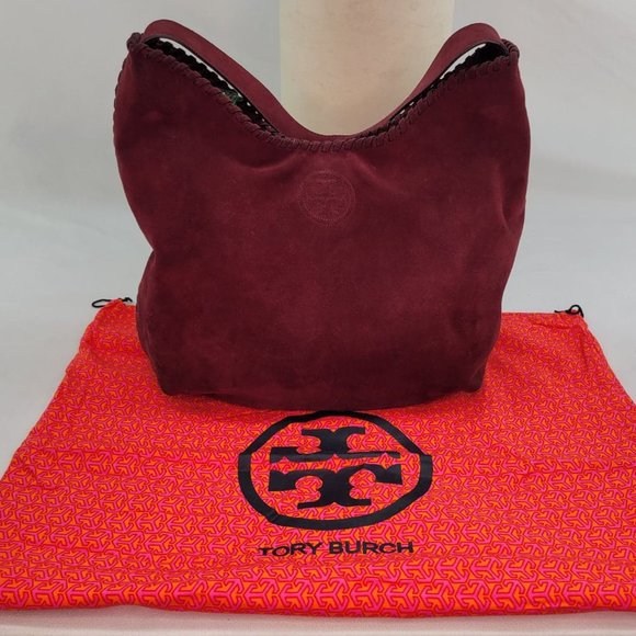 Tory Burch Handbags - TORY BURCH Marion Suede Hobo Bag - Port